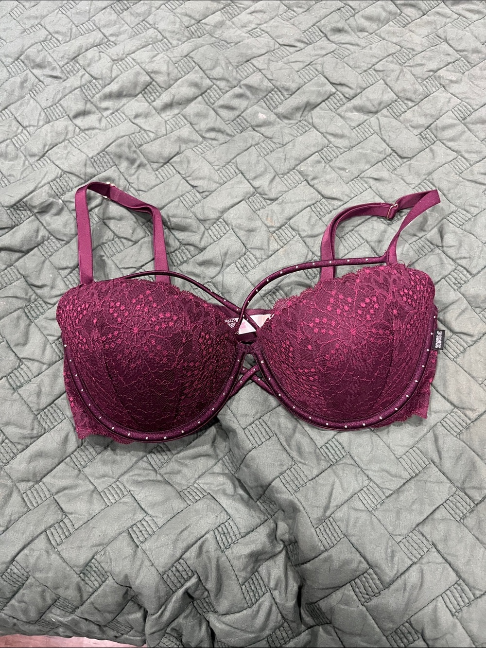 PINK Victoria's Secret Lace Push-Up Bra in Berry